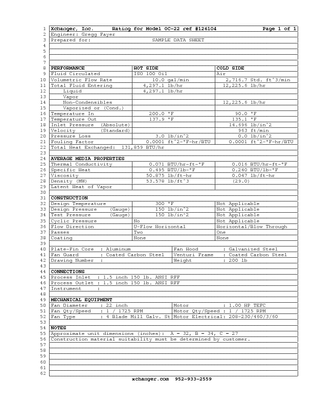 OC Series Heat Exchanger | Xchanger