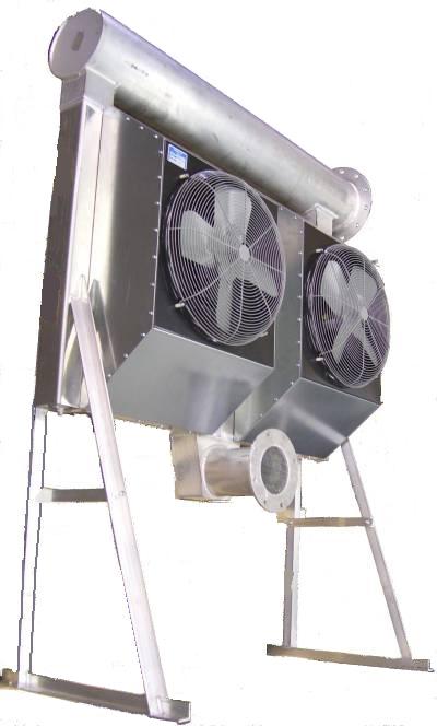 Two-core air cooled landfill gas aftercooler